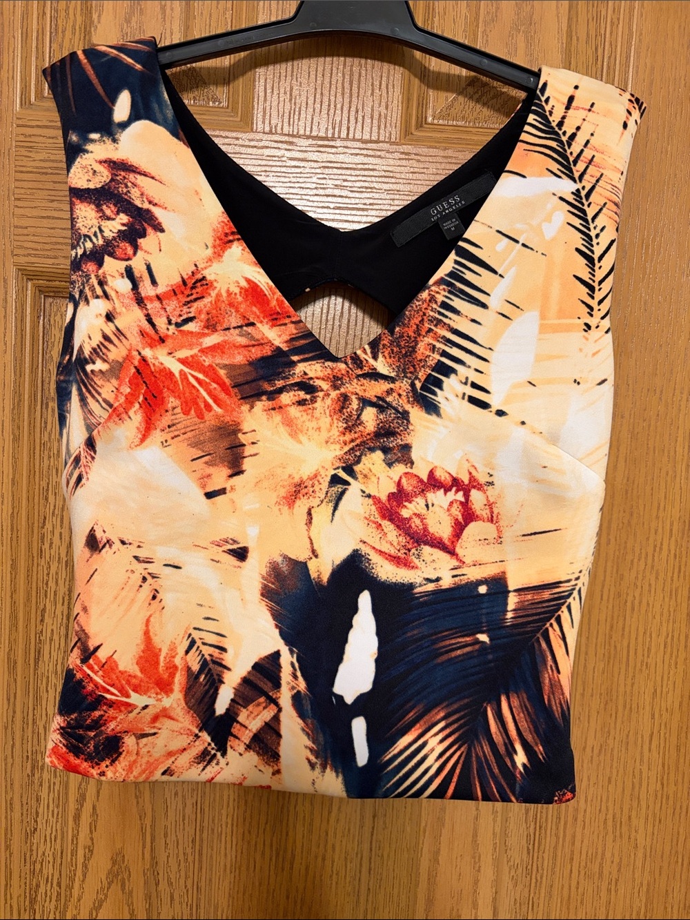 GUESS Orange, Navy & Cream Floral V-Neck Camisole